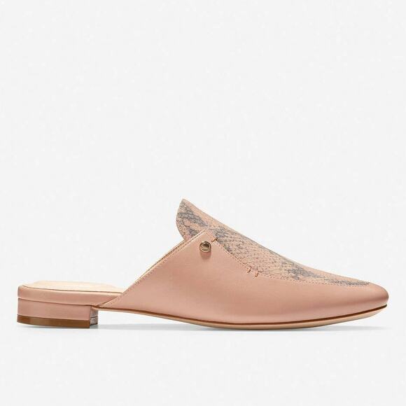 Cole Haan Ryan Mule In Mahogany Rose Leather Python Mules Flats Slide Sandals - Picture 12 of 12